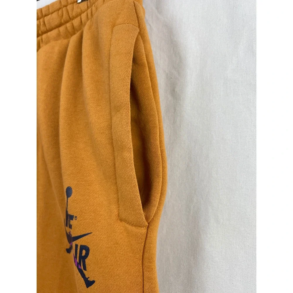 Nike Jordan Sweatpants Mens Large Air Jumpman Logo Orange Fleece Joggers Pants